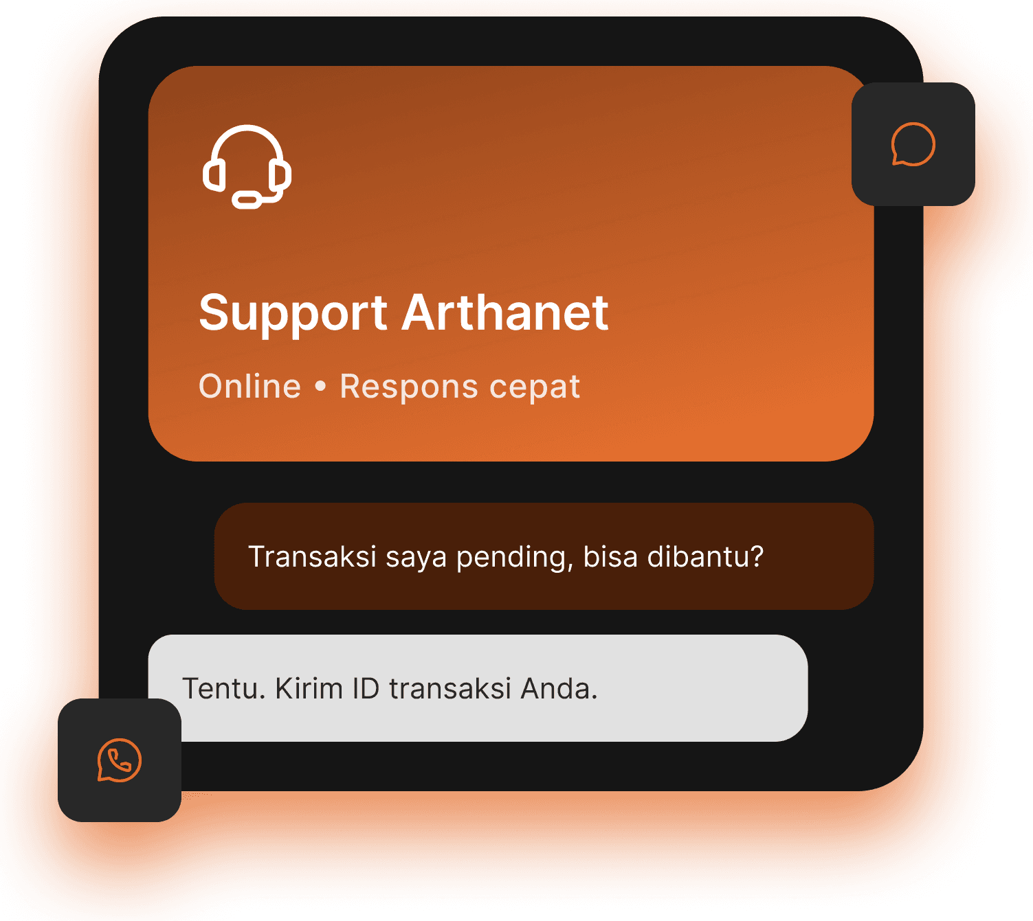 Pratinjau chat support Arthanet