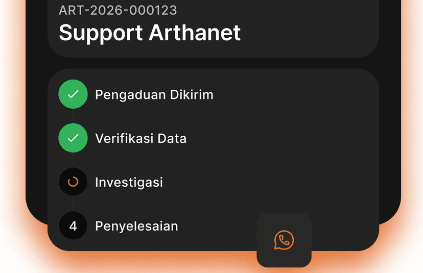 Contoh status pelacakan pengaduan Arthanet